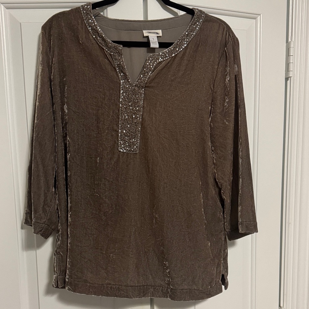 Chico's Brown Embellished Blouse
